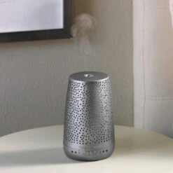 Yankee Candle Peaceful Dreams Silver Sleep Diffuser Starter Kit With 3 Refills -Home Furnishings Store yankee candle peaceful dreams sleep diffuser stater kit bundle lifestyle 2