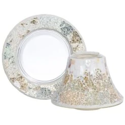 Yankee Candle Boxed Gold & Pearl Crackle Large Shade & Tray