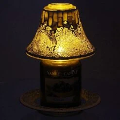 Yankee Candle Boxed Gold & Pearl Crackle Large Shade & Tray -Home Furnishings Store yankeecandle 1521546 goldpearlcrackleshadeandmeltwarmer 02